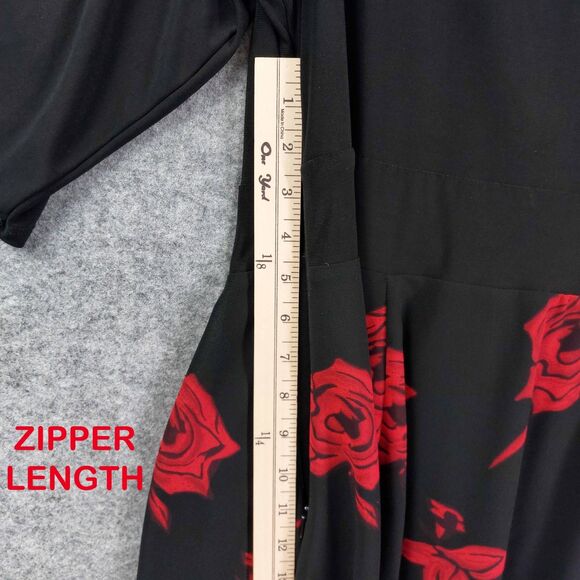 IGIGI by Yuliya Raquel 18/20 Plus Black Red Rose Print Fit & Flare Midi Dress Ma - Picture 7 of 11